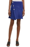Misook Asymmetric Boucle Knit Mini Skirt In Starry Night Blue