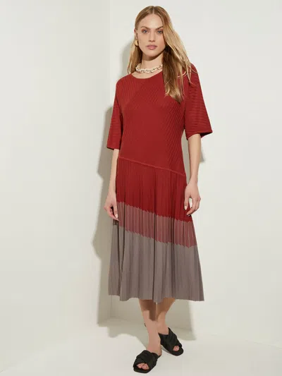 Misook Asymmetric Drop Waist Soft Knit Dress In Multi