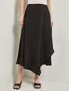 Misook Asymmetrical Charmeuse Maxi Skirt In Black