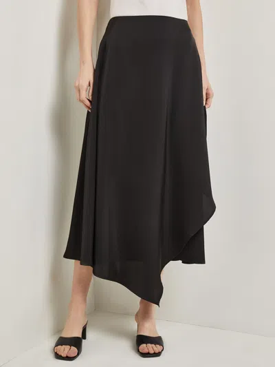 Misook Asymmetrical Charmeuse Maxi Skirt In Black