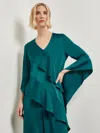 Misook Asymmetrical Ruffle Blouse - Crepe De Chine In Grey