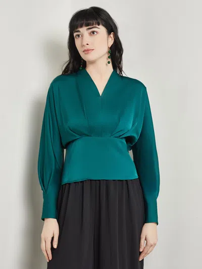 Misook Batwing Sleeve Blouse - Crepe De Chine In Grey