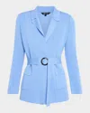 Misook Belted Wrap-front Knit Jacket In Green
