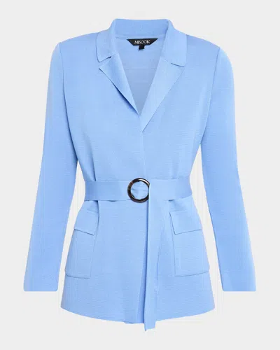 Misook Belted Wrap-front Knit Jacket In Green