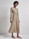 Misook Bishop Sleeve Jacquard Knit Maxi Dress In Black/sand/biscotti