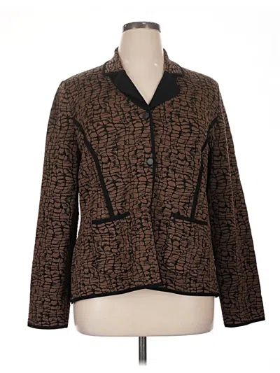 Pre-owned Misook Blazer Jacket In Brown