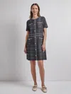 Misook Plaid Tweed-knit Button-front Midi Dress In Multi