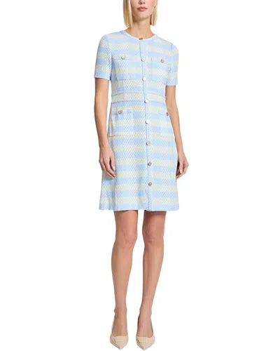 Misook Bold Plaid Tweed Knit Sheath Dress In White