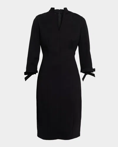 Misook Luxestretch Ponte Tie Sleeve Sheath Dress In Black