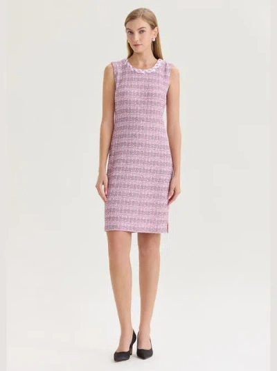 Misook Braided Trim Tweed Knit Sheath Dress In Purple