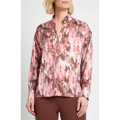 MISOOK MISOOK BRUSHSTROKE PRINT CRÊPE DE CHINE BUTTON-UP SHIRT
