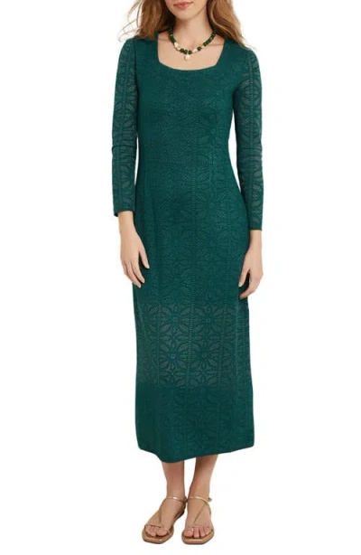 Misook Burnout Long Sleeve Midi Dress In Spruce