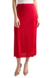 Misook A-line Tonal Patterned Knit Midi Skirt In Rouge
