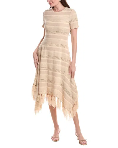 Misook Button Detail Knee Length Knit Skirt In Brown