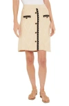 Misook Button Front A-line Sweater Skirt In Biscotti/black