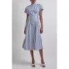 Misook Button-up Cotton Midi Dress In Blue