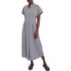 Misook Button-up Cotton Midi Dress In Blue