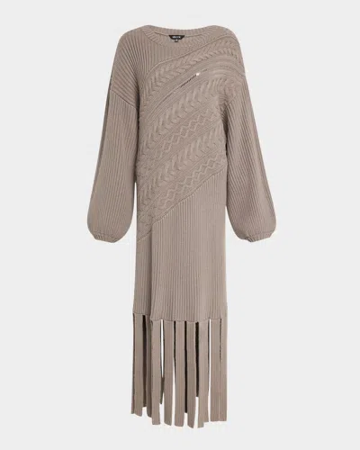 Misook Cable-knit Car Wash Maxi Dress In Mink