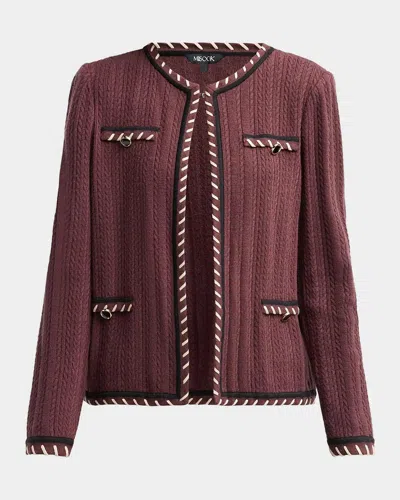 Misook Cable-knit Jacket In Mhgny/bis/