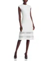 Misook Sleeveless Scalloped Knit A-line Midi Dress