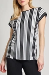 Misook Cap Sleeve Stripe Tunic