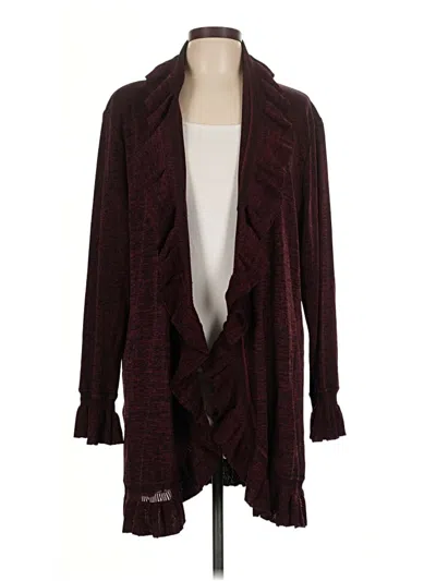 Pre-owned Misook Cardigan Sweater In Burgundy