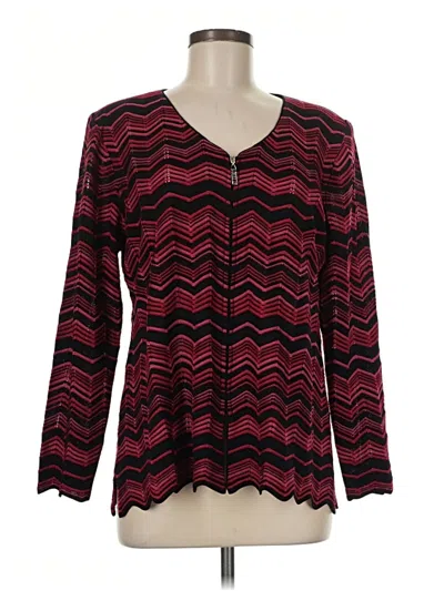 Pre-owned Misook Cardigan Sweater In Burgundy