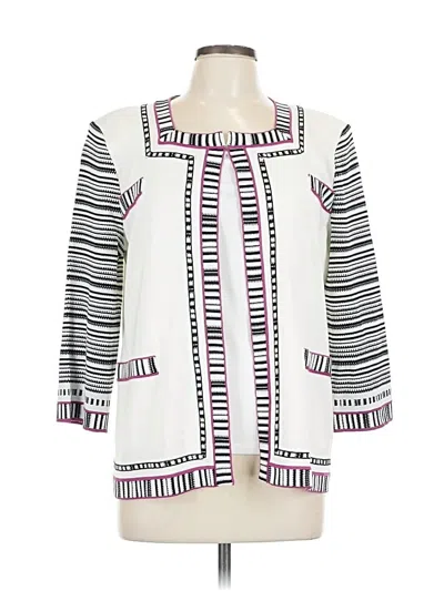 Pre-owned Misook Cardigan Sweater In White