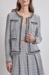 Misook Textured Knit Jacket In White/black