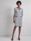 Misook Chain & Fringe Trim Tweed Knit Shift Dress - Vanity Fit In Multi