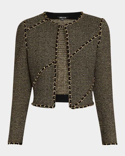 Misook Chain-trim Knit Heritage Jacket In Black/gold