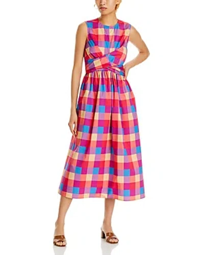 MISOOK CHECKERED CROSSOVER FRONT DRESS