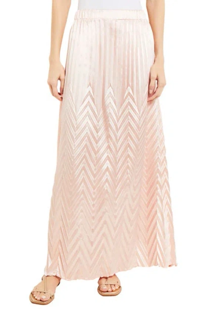 Misook Chevron Textured A Line Maxi Skirt In Porcelain Pink