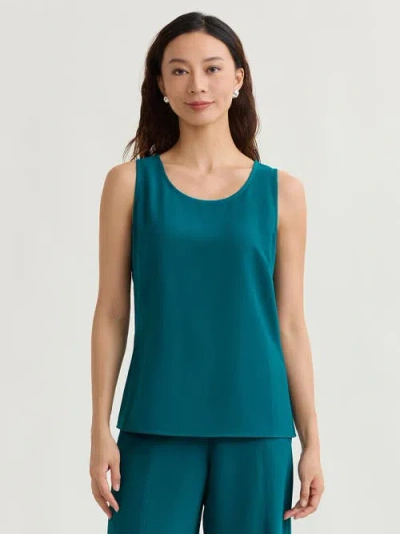 Misook Classic Crepe De Chine Tank Top In Green