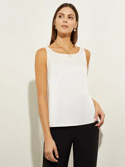 Misook Classic Crepe De Chine Tank Top, White