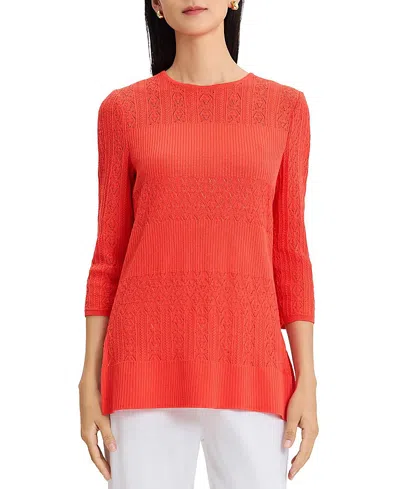 Misook Classic Lined Pointelle Soft Knit Tunic In Red