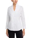 Misook Stand Collar Button-up Shirt In White