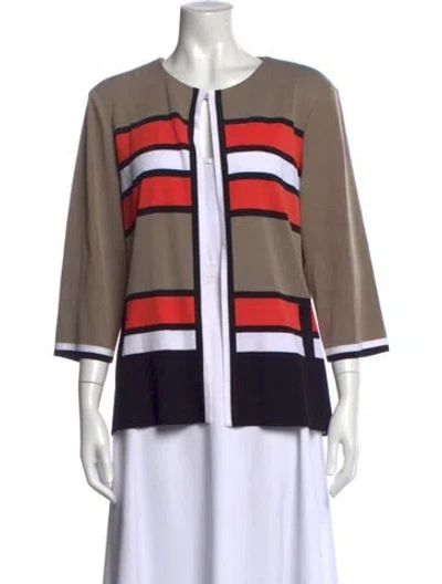 Pre-owned Misook Colorblock Pattern Open Front Sweater In Multicolor