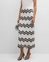 MISOOK CONTRAST CHEVRON POINTELLE SOFT KNIT MAXI SKIRT