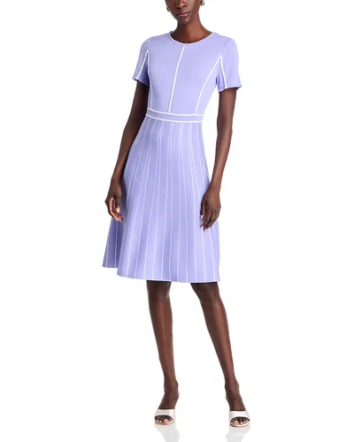 MISOOK CONTRAST PIPING JEWEL NECK A LINE DRESS