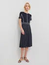 Misook Contrast Striped A-line Soft Knit Midi Dress In Multi