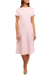 Misook Contrast Stripe A-line Knit Dress In Rose Petal/white