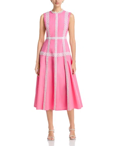 Misook Contrast Trim Midi Dress In Pink