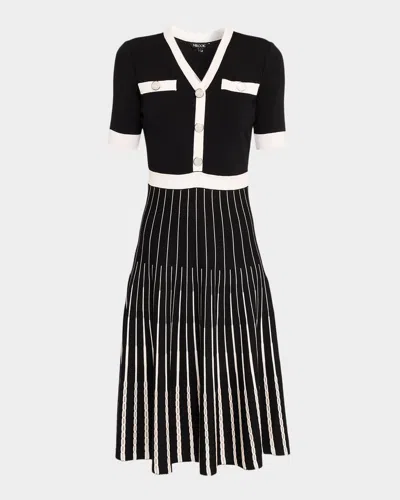 Misook Contrast-trim Knit Midi Dress