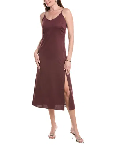 Misook Crepe De Chine Slip Maxi Dress In Brown