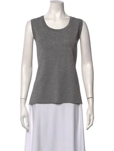 Pre-owned Misook Crew Neck Sleeveless Top In Grey