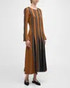 Misook Crochet-trim Knit Godet Midi Dress In Copper/black