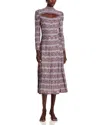 Misook Modern Fit-and-flare Melange Knit Cutout Midi Dress In Stary Night Blue/multi