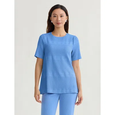 Misook Diamond Ribbed Texture Soft Knit Tunic In Blue