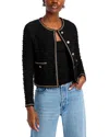 Misook Double Chain Trim Eyelash Jacket In Black